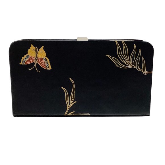 Dries van Noten Black Leather Clutch with Painted Birds - Picture 4 of 6